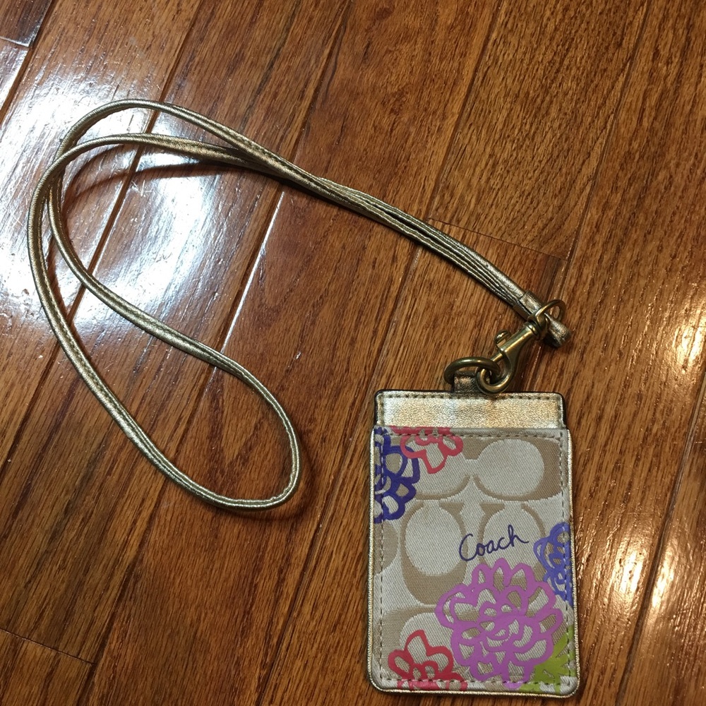 Coach badge/ID holder with lanyard
